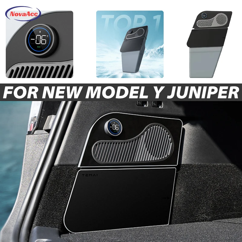 NovaAcc 트렁크 자동차 냉장고 16L Tesla New Model Y 2025 주니퍼 압축기 냉동고 쿨러 냉장고 야외 여행 캠핑