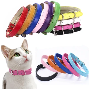 Leather Cat Collar Personalized Dat Collar For Puppy Small Dog Pet Kitten Collar Adjustable Alloy Buckle.jpg