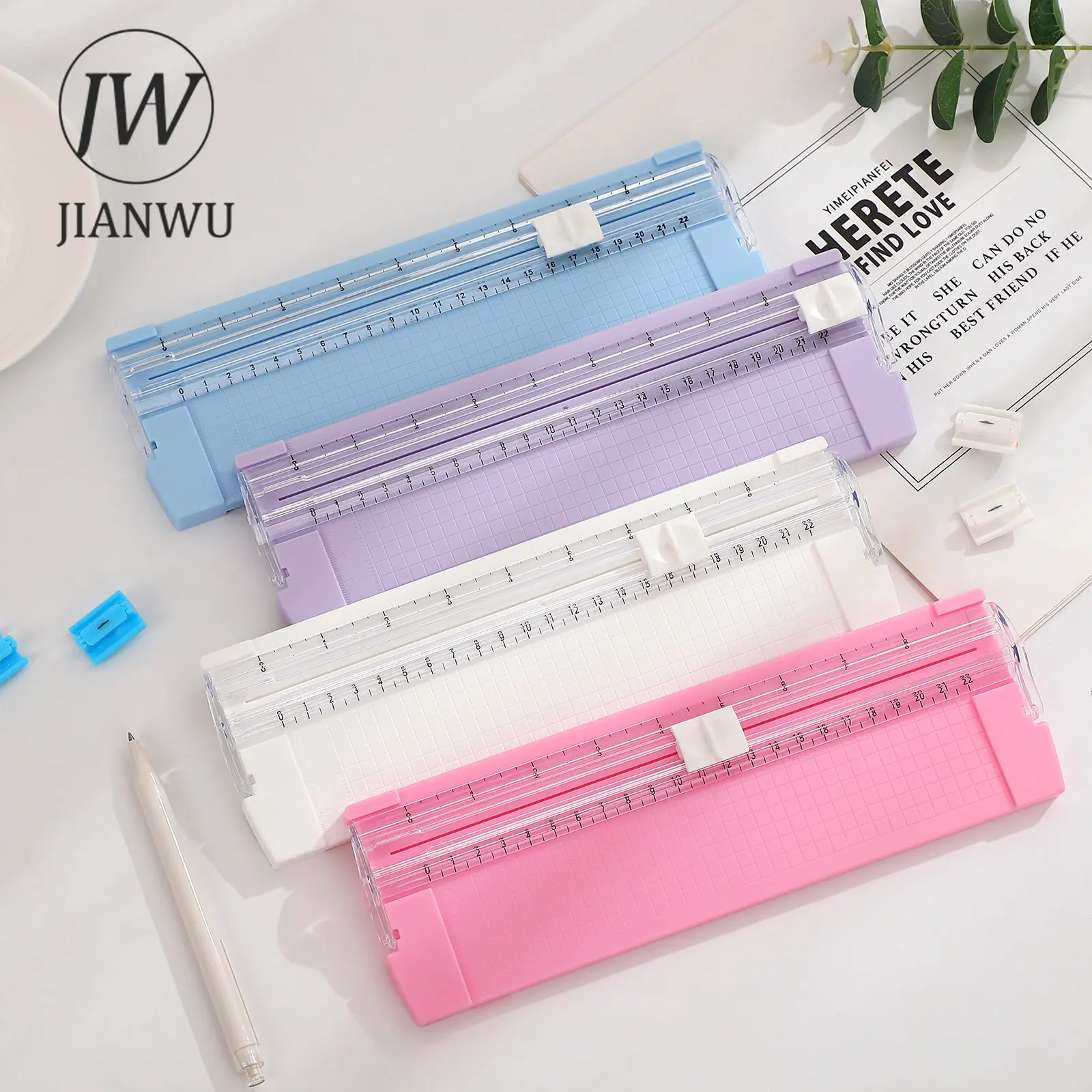 JIANWU 1pc Creative and practical mini Paper cutter Simplified paper cutter  Office Supplies