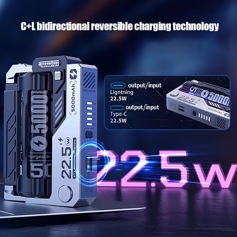 Portable Power Bank Removable Replaceable Battery Pack 20000mAh 22.5W Fast Charging External Battery for iPhone Samsung Huawei 4