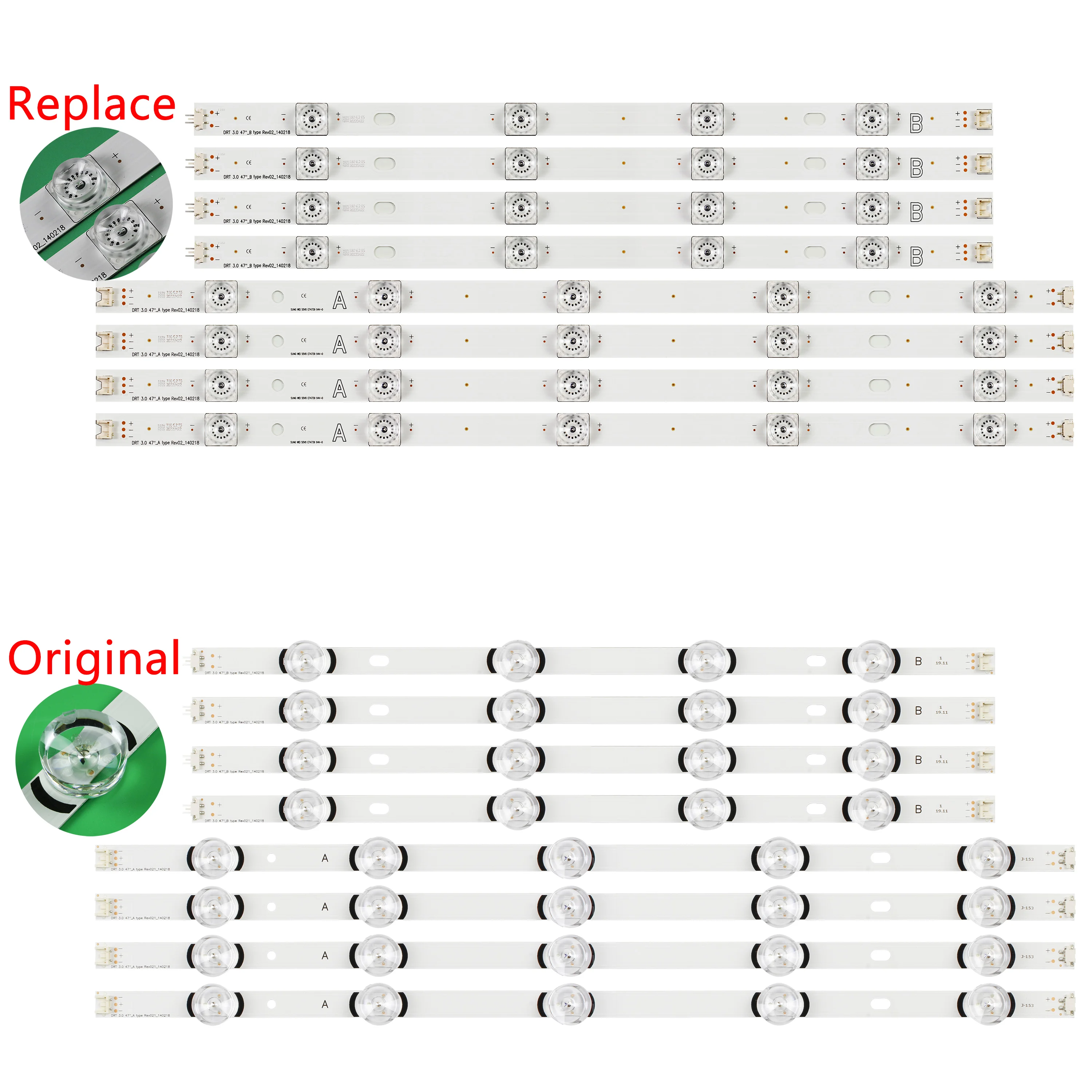 Tira de Led para tv lg Innotek Drt 3.0 47 47lb6300 Lc470duh 47lb5700 47lb656v 47lb6000 47lf551c 47ly760h 47ly761h Pcs Set