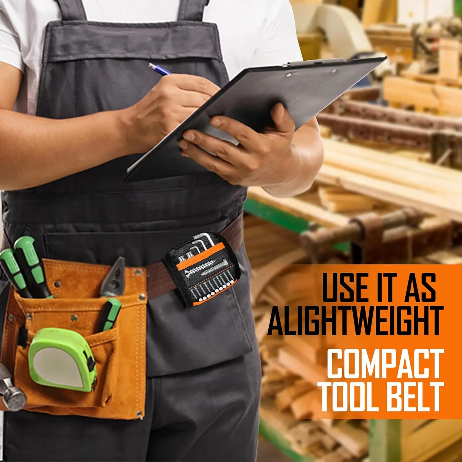 Magnetic Tool Holder Wristband with Adjustable Strap – Perfect DIY Handyman Gift