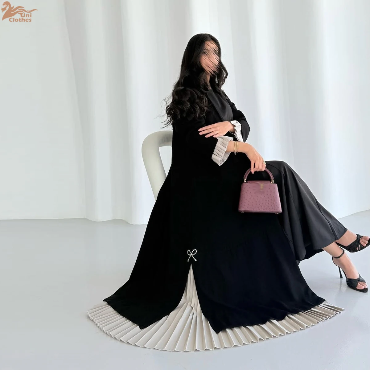 green emerald velvet dress Saudi Arabian Muslim Women's Modest Dress for Eid Dubai Solid Color Arabic Abaya