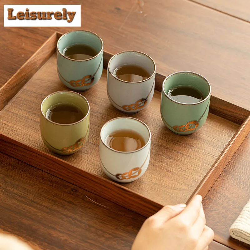 Chinese Officer Kiln Wealthy Master's Cup Creative Ceramic Tea Bowl Personal Tasting Meditation Cup Kung Fu Teaware Gift Box Set