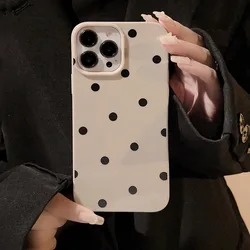 Korean INS Polka Dot Print Khaki Soft Shockproof Phone Case Cover - iPhone 12 Pro (Black point)