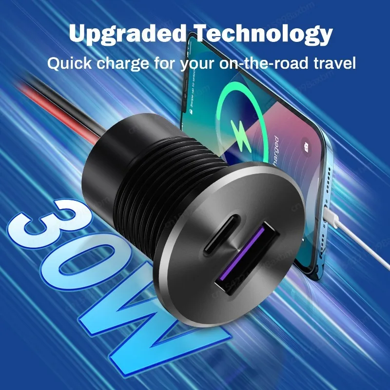 Dual Pack Aluminum USB Outlet Charger - 48W 12V QC3.0 & Type-C PD Fast Charging Recessed Mount Socket