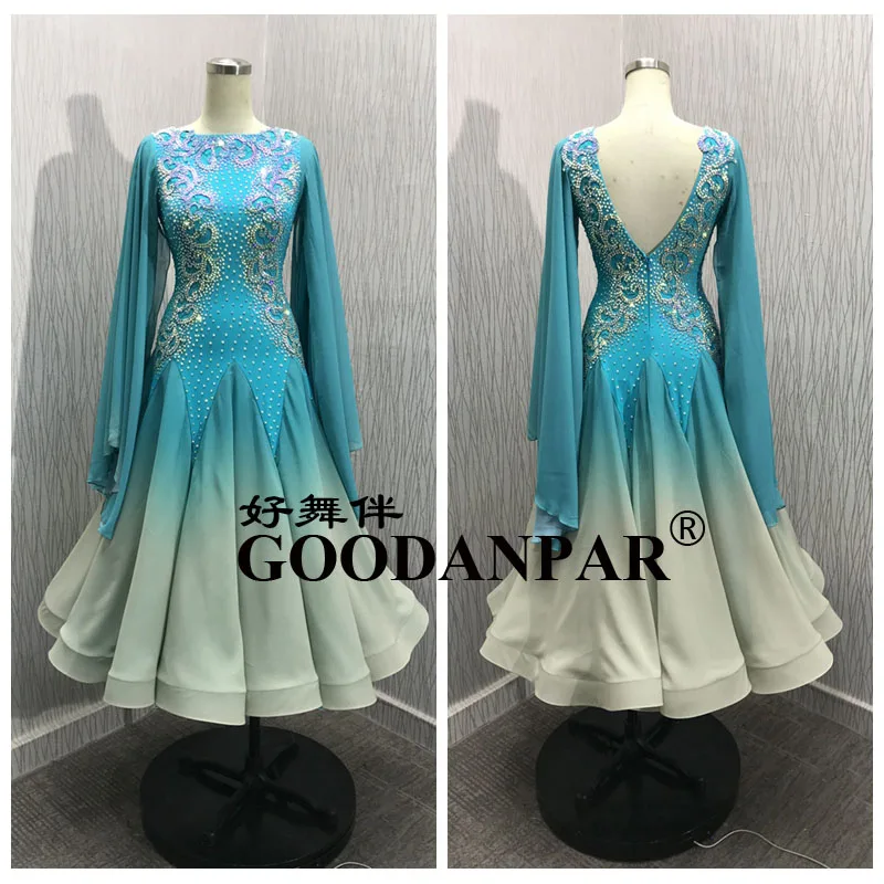 

Standard dance dress flowers Ballroom Dance Dress for Competition Costume Lycra Waltz Stage dance dress GOODANPAR