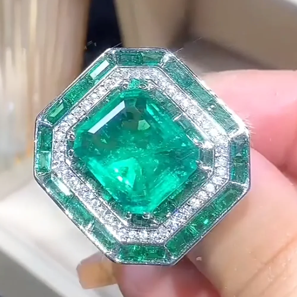 Kqダンス-女性用の大きな長方形の宝石,12x14mm,エメラルド