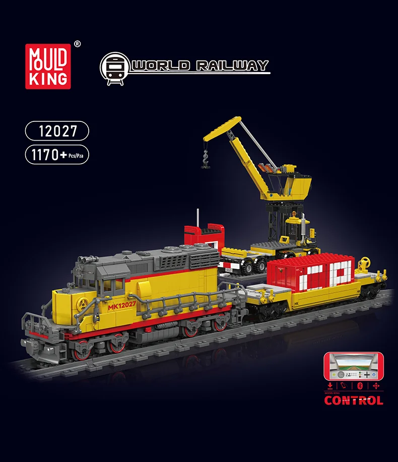 Mould King 12027 Technischer Zug-Bausatz Ferngesteuertes EMD SD40-2 Diesellokomotiv-Modell Montage-Auto Bausteine Kinderspielzeug – Detail 1
