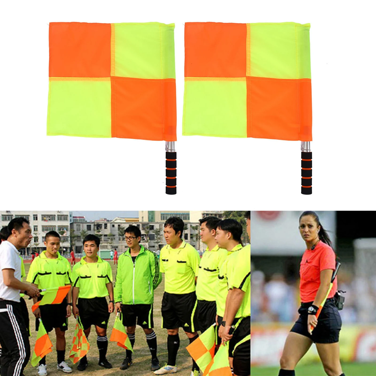 Football Referee Flag Soccer Judge Referee Linesman Flag with Storage Bag Sports Match Soccer Football Hockey Training Tool 2PCS referee flags