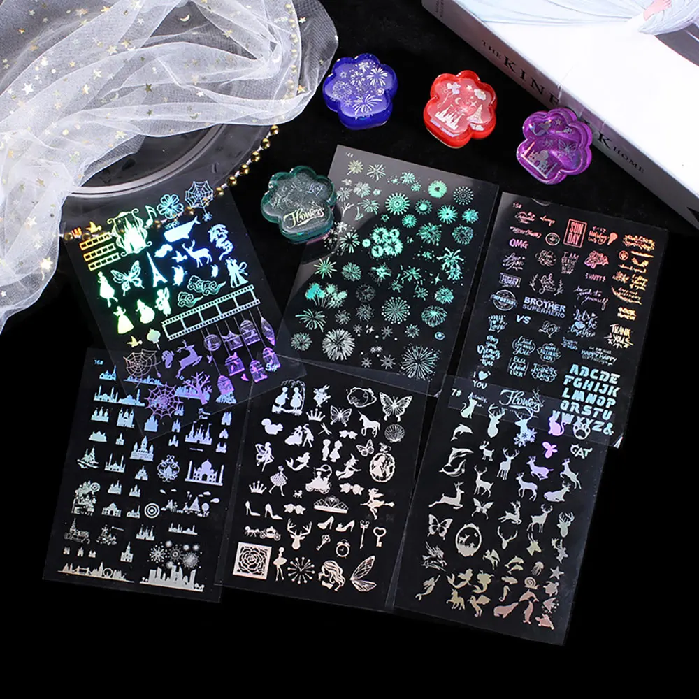 DIY Laser Decorative Sticker 1PC for Resin Silicone Molds Resin Filling 3D Nail Stickers Scrapbook Handmade Decoration for Decorative Stickers Adhesive Stickers