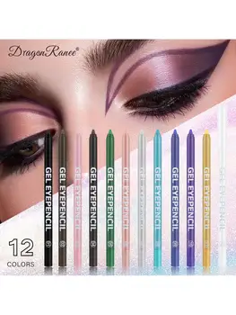 Heallor 12 Color Matte Eyeliner Gel Pencil Soft Easy to Wear Colorful White Yellow Blue Pink Pearl Gloss Eye Liner Pen Cream Mak - Thumbnail 8