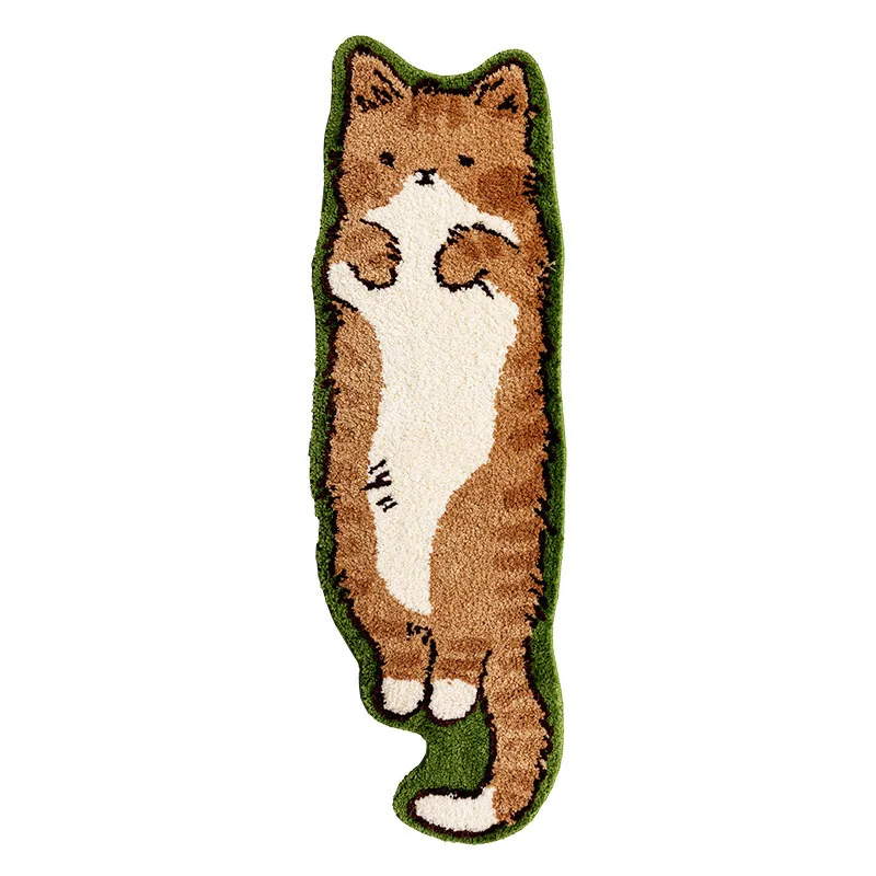 Cat Bedroom Mat Funny Machine Washable Animal Shaped Rug Runner Rug Floor Mat for Corridor Bedroom Kitchen Hallway Living Room