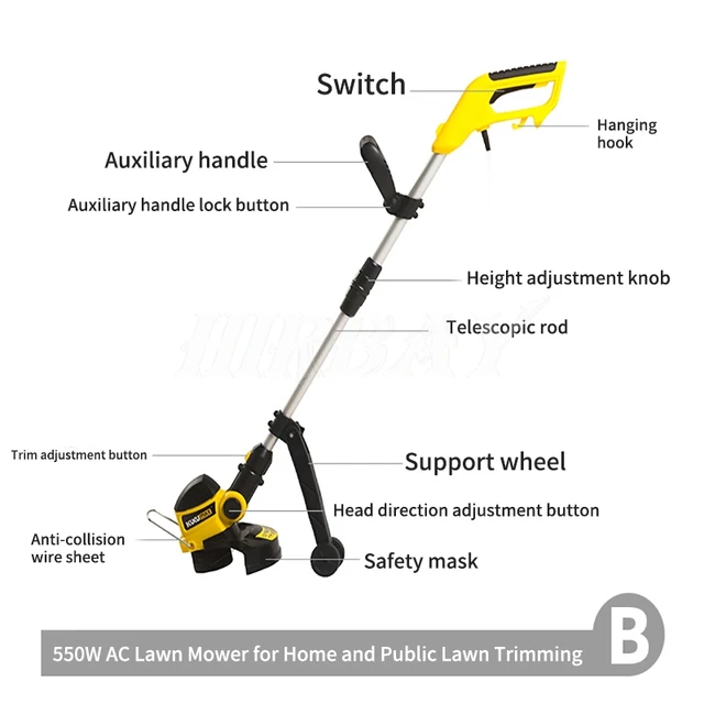 650W Small Eelectric Lawn Mower AC Plug-in Handheld Brush Cutter Machine Weeder Lawn Grass Trimmer Garden Tools With 10m Line 5