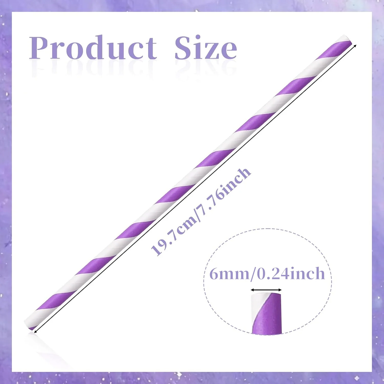 100PCS Purple &White Striped Paper Straws Biodegradable Disposable Drinking Straws for Valentine's Day Party Decoration Supplies