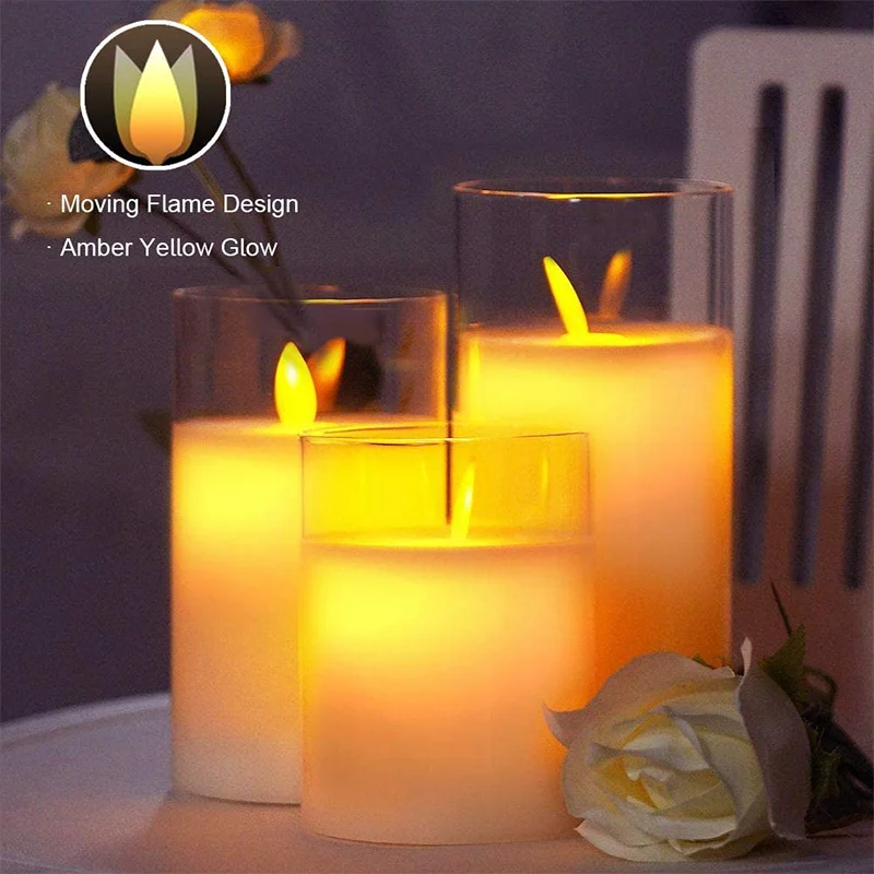 

3pcs/set Flickering Flameless Candles Battery Operated LED Tealight for Wedding Party Christmas Decor Candle Light With control