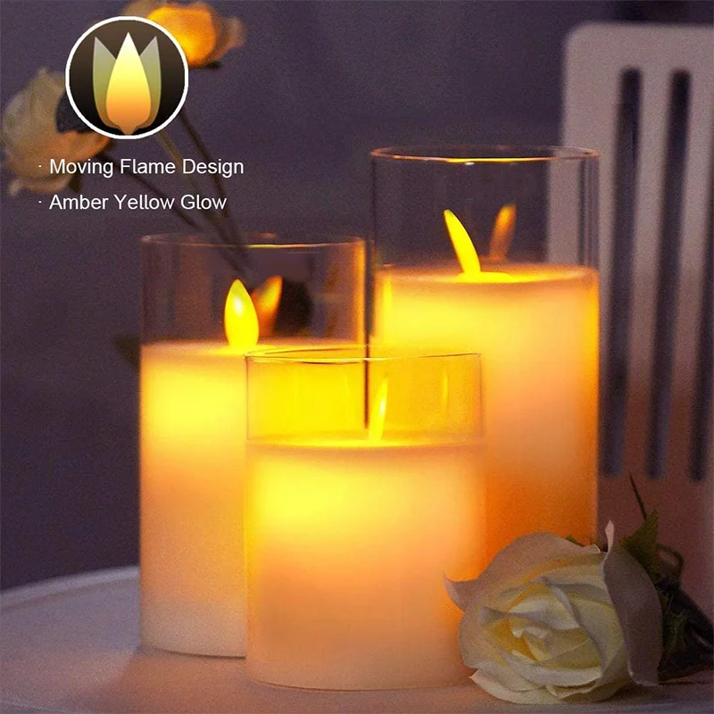 Flickering Battery Operated Black Wick Tea Light Candle - Amber
