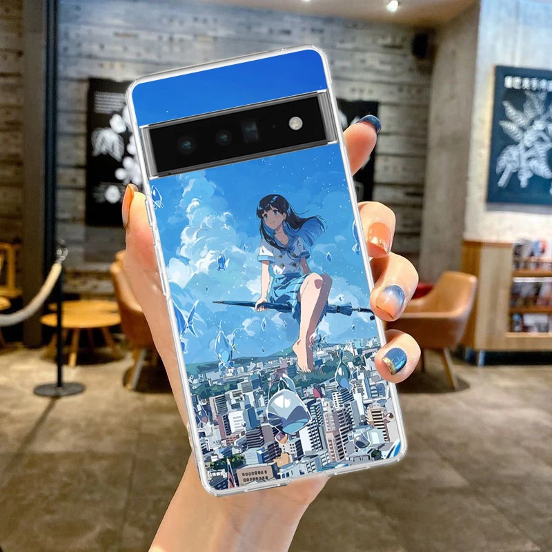 Hand-Painted Japanese Anime Girls Scenery Soft Clear Phone Case