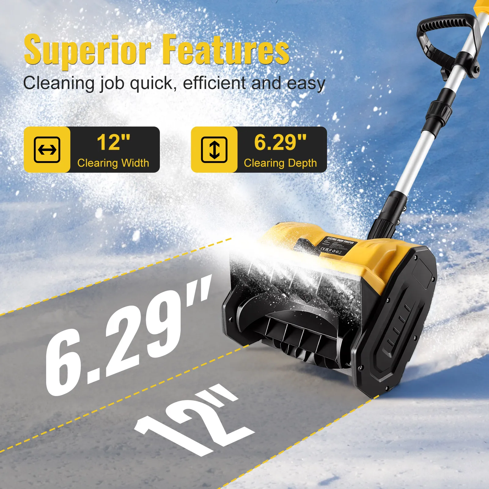 thumbnail image 2 of Cordless Snow Shovel For DeWalt 20V Battery (Tool Only), 12-Inch Electric Snow Blower With LED Light & Directional Plate, 23FT Throw Distance For Patio/Deck/Driveway 2 of 13