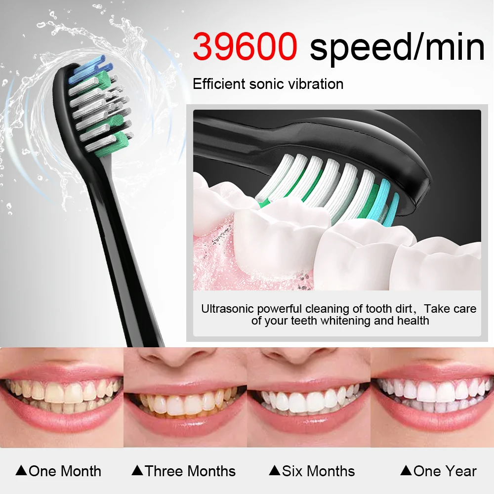 Electric Toothbrush 8 Brush Heads Smart Ultrasonic Dental Teeth Whitening Rechargeable Adult Sarmocare S100