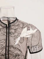 فستان شاش دانتيل مطرز برقبة دائرية للنساء ، ديكور زهور ، ثوب أنيق ، فساتين حفلات الأعياد ، موضة جديدة ، الصيف ، 35Z290 1