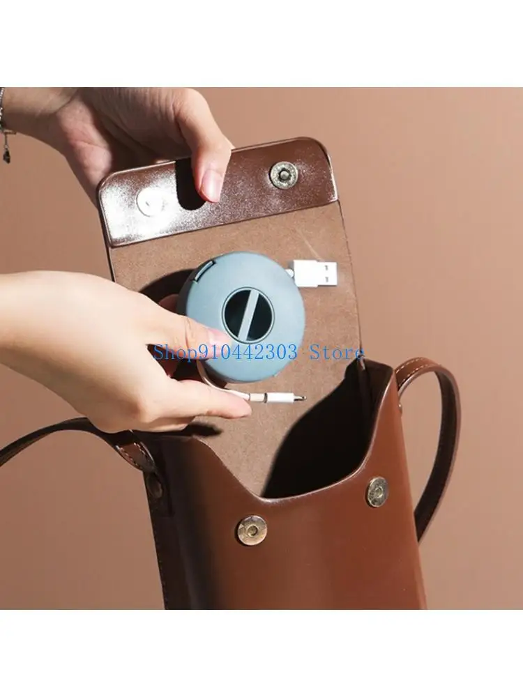 Portable Round Cord Management Case with Adjustable Compartments for Electronic Accessories
