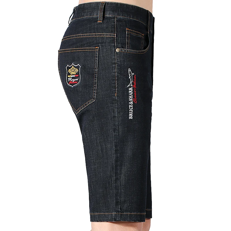 Summer Men's Casual Jeans Shorts Loose Mid Waist Fashion Knee Lenght Denim Short Straight Strecth Jeans Work Wear Big Size 42