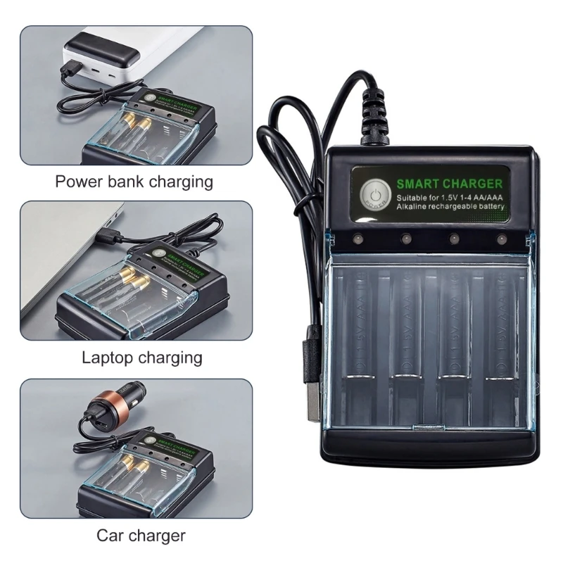 Advanced 4-Slot Alkaline Battery Charger with Smart Repair and Recycling Function