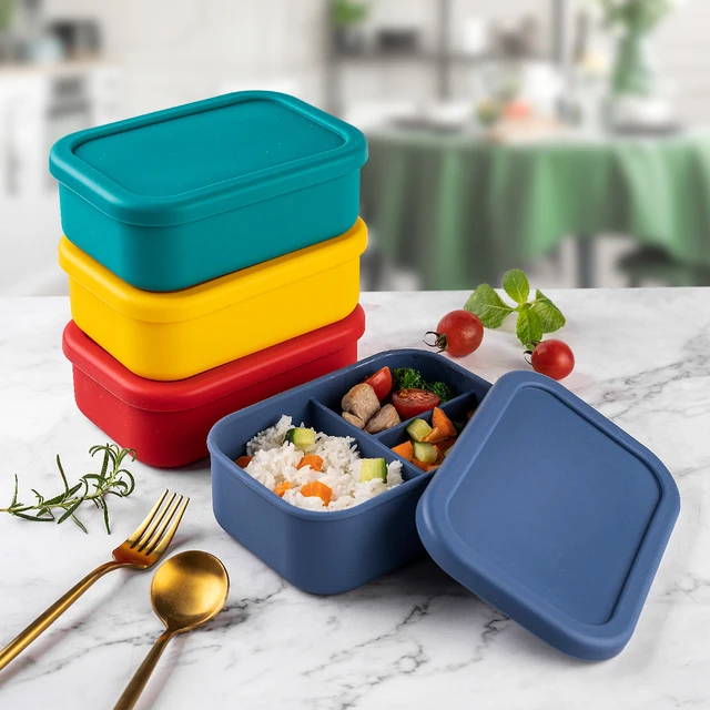 2pcs Silicone Bowls with Lids Set, Reusable Food Container with Airtight  Lids, BPA Free Microwave Safe Silicone Bowls for Travel Camping Fridge Food