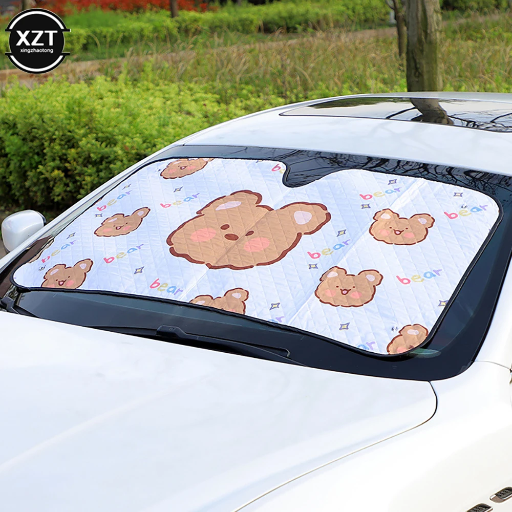

Cartoon Rabbit Car Sunshade Aluminum Film Printing Car Sunscreen Thermal Insulation Sun Shield Front Bumper Summer Car Supplies