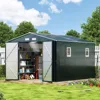 10X12X7.5 FT Outdoor Steel Storage Shed with Lockable Doors, 2 Windows, Transparent Roof Panels 1