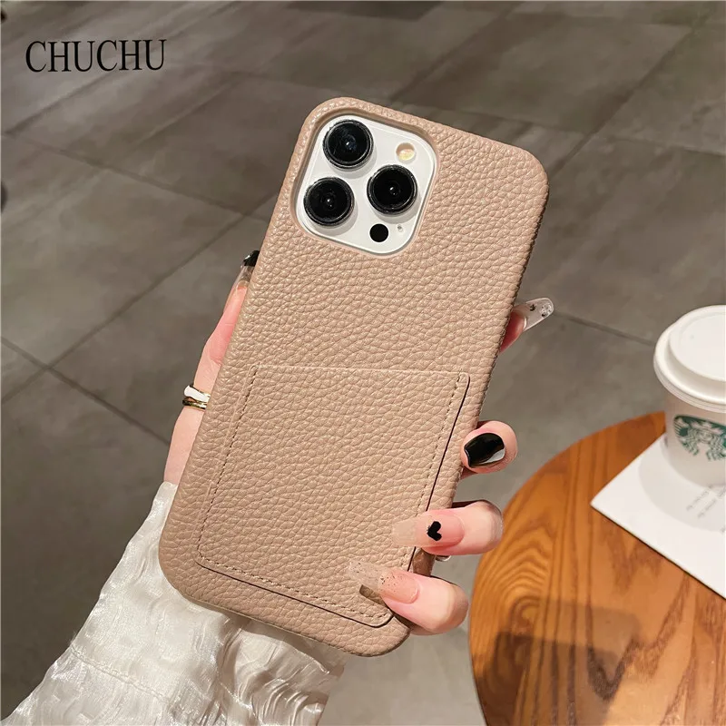 Luxury Lichee Pattern PU Leather Phone Case Cover