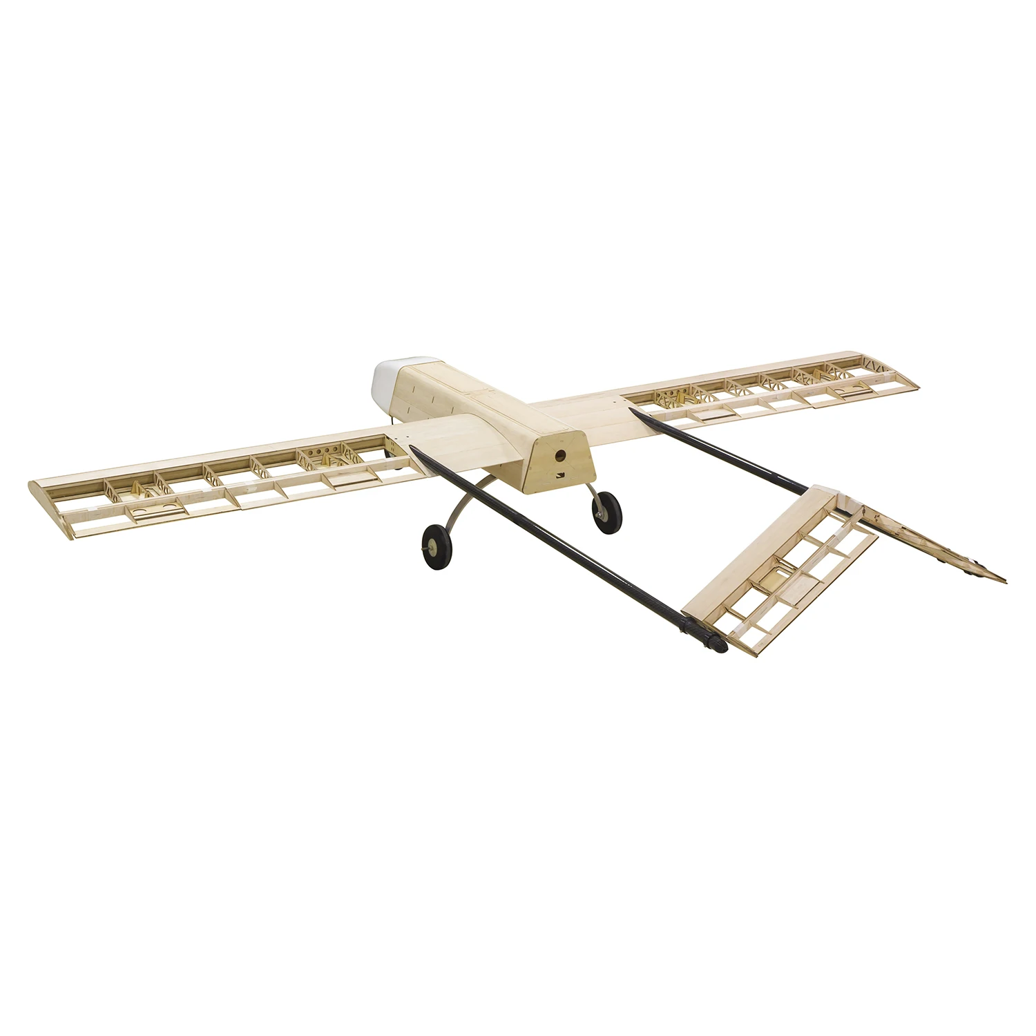 Planeur RC 2100mm en vol, ciel bleu, moteur brushless propulsant l'EPO léger, idéal débutants experts.