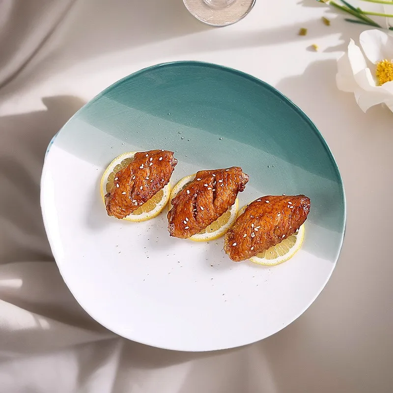 Japanese Style Gradient Irregular Ceramics Plate Household Underglaze Color High Appearance Light Luxury Retro Plate