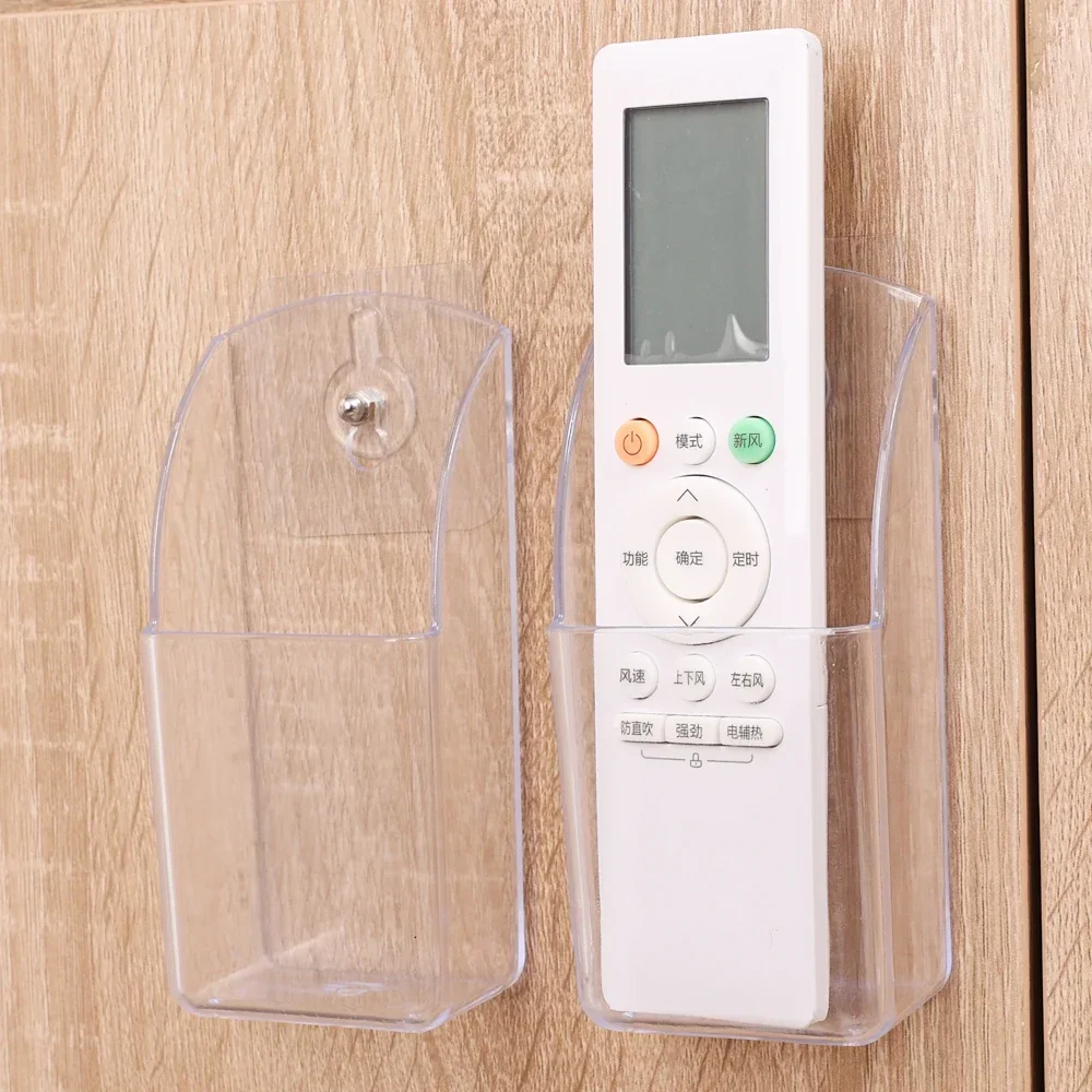 5/1Pc Wall Mounted Storage Box Acrylic TV Air Conditioner Remote Control Holder Multi-function Transparent Storage Box with Hook 3
