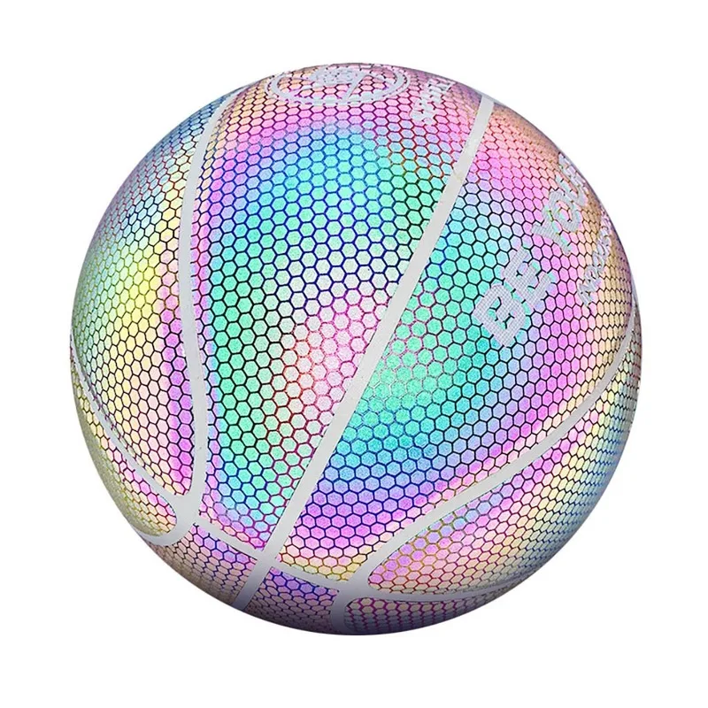 Pelota de baloncesto reflectante brillante de alta calidad, balón de  baloncesto de material PU, tamaño barato 7, venta al por mayor o al por  menor - AliExpress