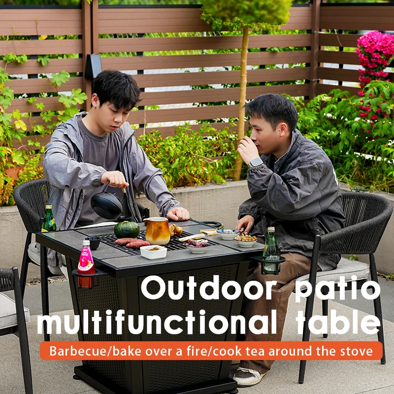 Manufacturer Direct Garden Outdoor Charcoal Fire Pit Fireplace Table With Grill Mesh