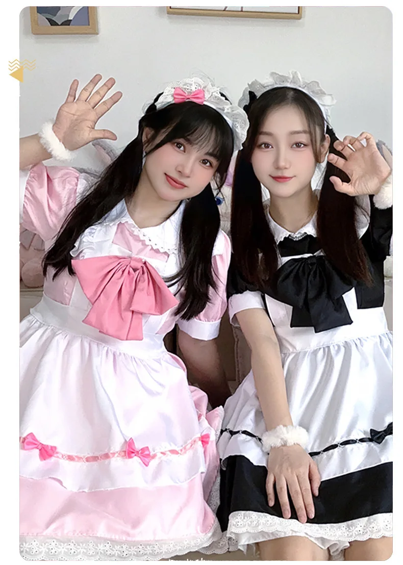 Lolita Cosplay Kleid Pink Maid Anime Kawaii Sweet Halloween Damen 10