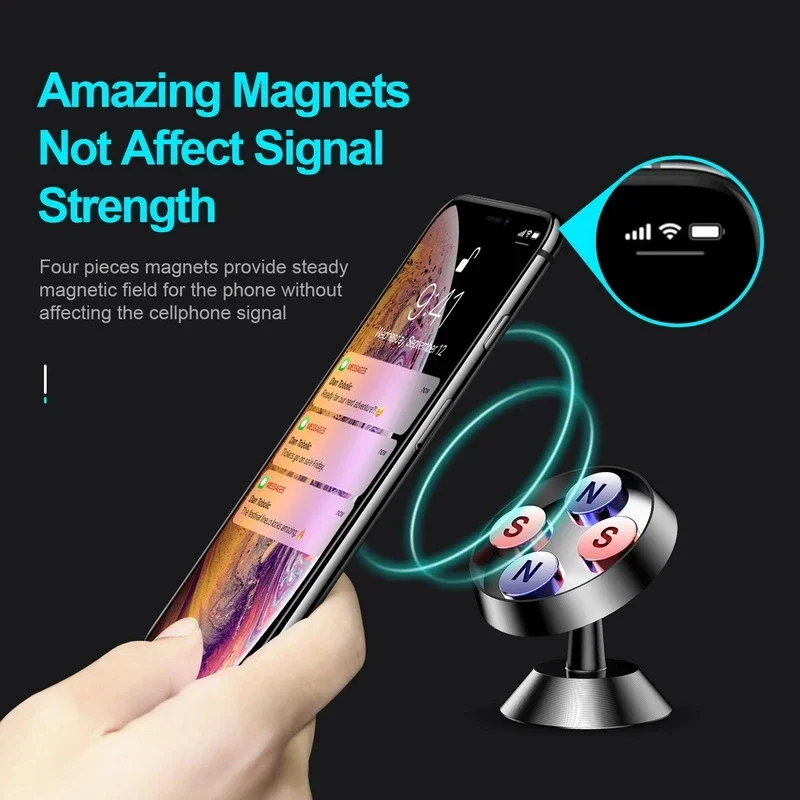 Magnetic Car Phone Holder 360 Degree Rotation Cell Phone Stand Magnet Mount Bracket In Car For iPhone 13 12 Samsung Redmi Xiaomi — view 4