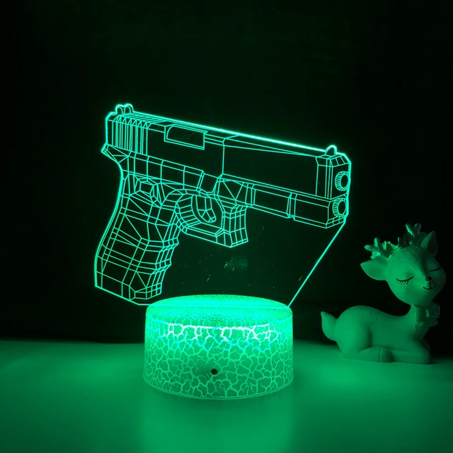 3d lâmpada jogo configuração rifle arma padrões led night light gamer  decoração candeeiro de mesa cs game room decoração meninos meninas presente  aniversário