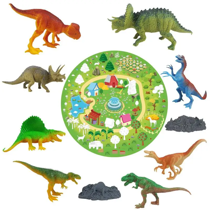 Atividade de figura de brinquedo de dinossauro jogar tapete educacional  realista Dino Playset