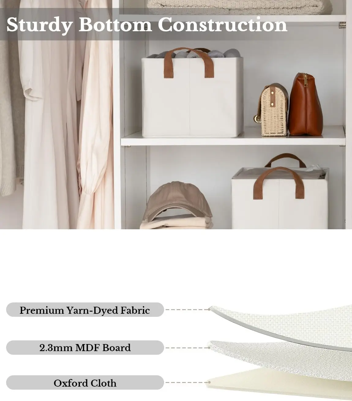 Storage Bins, Fabric Storage Bins for Shelves, Storage Baskets with Metal Frame, Closet Baskets and Bins with Handles 4