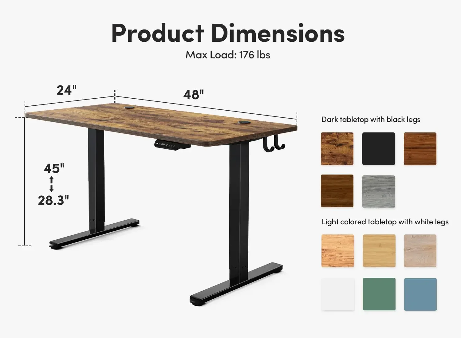 FEZIBO Electric Standing Desk, 48 x 24 Inches Height Adjustable Stand up Desk, Sit Stand Home Office Desk, Computer Desk