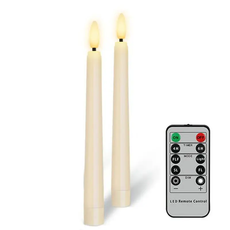 

Remote controlled LED Taper Candle stick Light Battery Operated 4H/6H Timer 3D Wick f/Wedding Party Christmas Table Decor-Amber