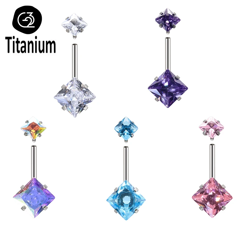 

1PC Belly Rings For Women G23 Titanium Piercing Belly Button Rings Zircon Internally Threaded Belly Navel Rings Body Jewelry 14G