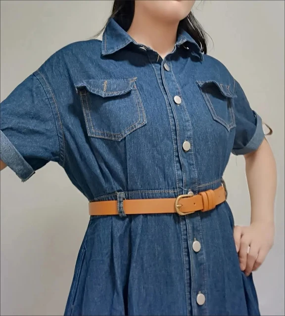 Vestido vaquero Vintage para mujer, prenda de manga larga, corte en A,  cinturón dividido, longitud media, moda coreana, Otoño, 2023 - AliExpress