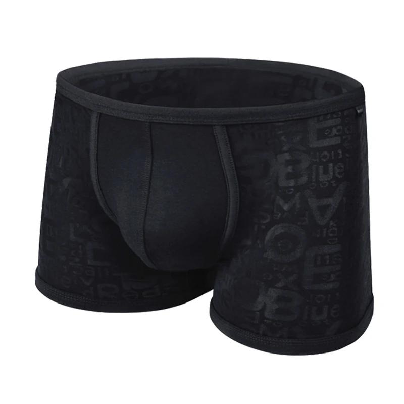 Holelong Men's Modal Boxer Shorts Male U Convex Big Bag Dark Pattern Personality Mesh Breathable Boxer Briefs