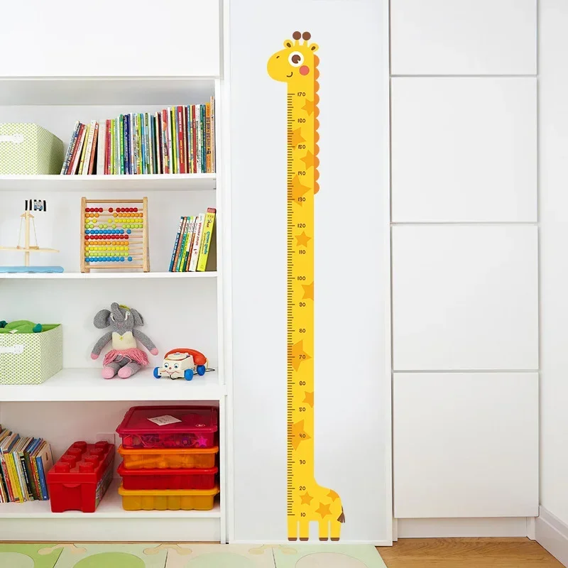 Kids Height Measurement Growth Chart Wall Stickers Cartoon Animals Height Measure Decals for Kids Bedroom Baby Nursery