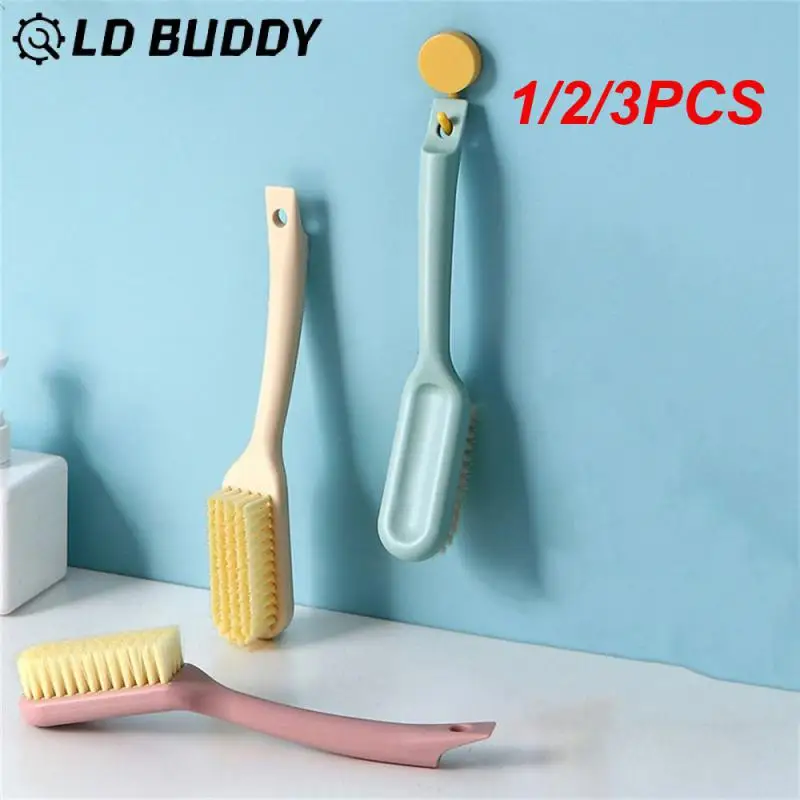 

1/2/3PCS Long Handle Scrubbing Brush Soft Bristle Laundry Clothes Shoes Scrub Brush Portable Plastic Cleaning Brush for Kitchen