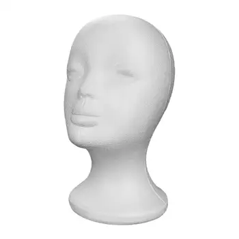 Manichino femminile in polistirolo Testa di manichino Modello Parrucca in schiuma Capelli Testa di manichino leggero Espositore per parrucche per sciarpe Cappelli gioielli
